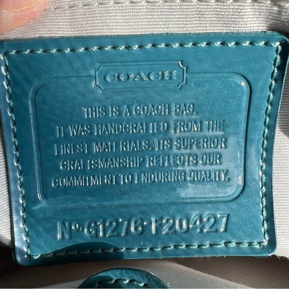 Coach Signature Blue and Silver Print Satchel - Picture 10 of 14